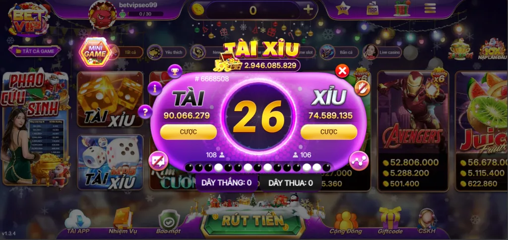 Game Tài Xỉu Tại Betvip