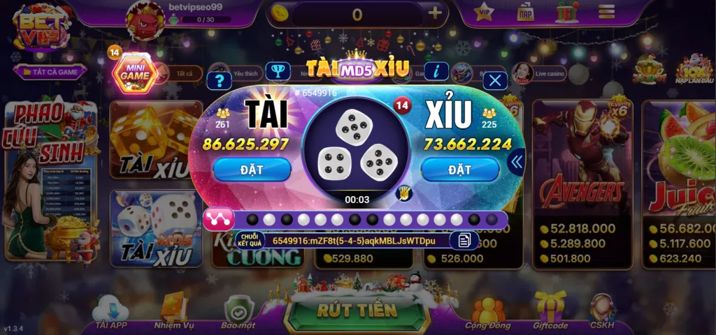 Game Tài Xỉu MD5 Tại Betvip